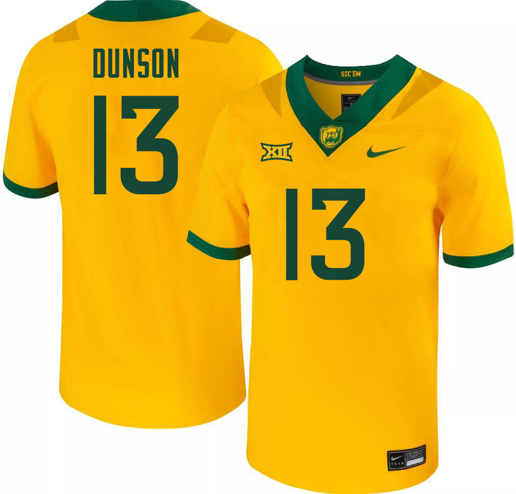 Men-Youth #13 Isaiah Dunson Baylor Bears 2023 College Football Jerseys Stitched Sale-Gold